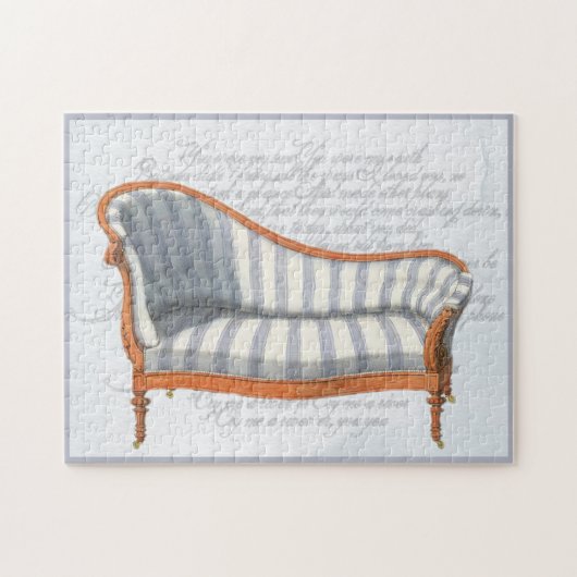 Viktorianisch Blue Stripe Chaise Lounge Puzzle (Horizontal)