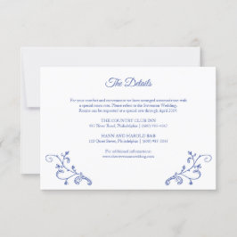 Viktorianisch Blue Wedding Details Card Einladung