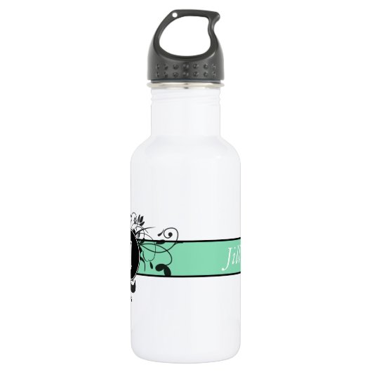Viktorianisch blühen Sie mit Monogramm Edelstahlflasche (Vorderseite)