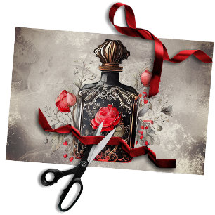 Viktorianisch Boudoir   Alte Parfümflasche mit Ros Seidenpapier