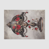 Viktorianisch Boudoir | Alte Tafellampe mit Rote R Seidenpapier (Vorderseite)