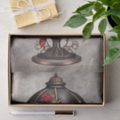 Viktorianisch Boudoir | Alte Tafellampe mit Rote R Seidenpapier (Geschenk)