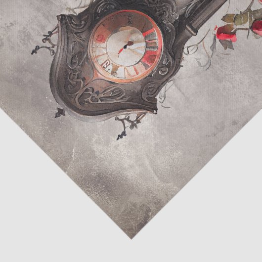 Viktorianisch Boudoir | Antike Großvater Uhr Seidenpapier (Ausschnitt)