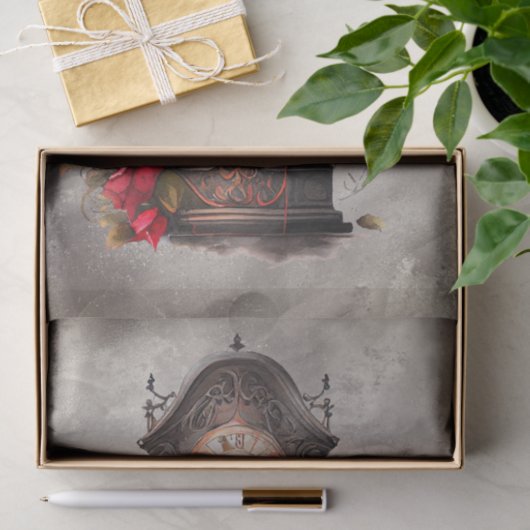 Viktorianisch Boudoir | Antike Großvater Uhr Seidenpapier (Geschenk)