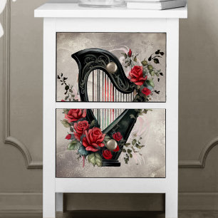 Viktorianisch Boudoir Pedal Harp Music Instrumen Seidenpapier