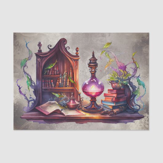 Viktorianisch Boudoir | Schreibtisch und Buchkoffe Seidenpapier (Vorderseite)