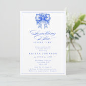 Viktorianisch Bow Etwas Blue Brautparty Einladung (Stehend Vorderseite)