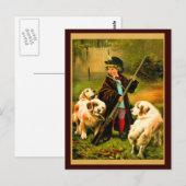 Viktorianisch Boy und St. Bernard Hunde Postkarte (Vorne/Hinten)