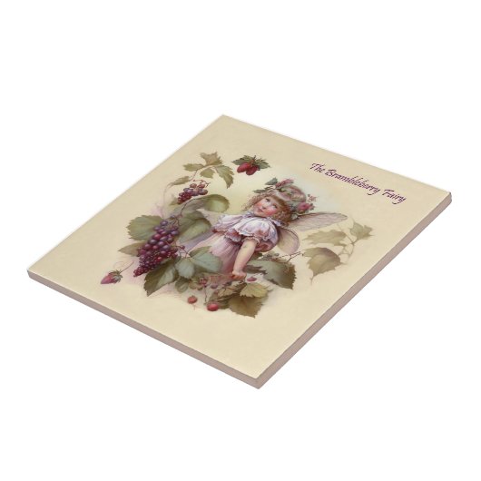 Viktorianisch "Bramble Berry Fairy" im Garten mit  Fliese (Seite)