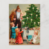 Viktorianisch Brown Robed Santa Postcard Postkarte (Vorderseite)