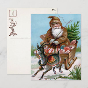 Viktorianisch Brown Robed Santa Postcard Postkarte