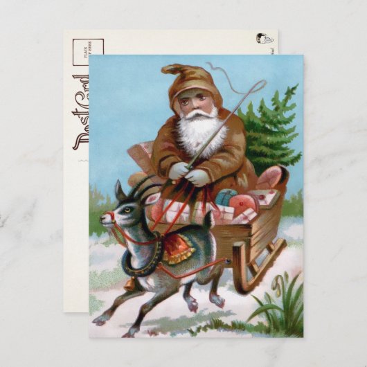 Viktorianisch Brown Robed Santa Postcard Postkarte (Vorne/Hinten)