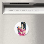 Viktorianisch Brünett in rosa Gourmet mit Bouquet Magnet (In Situ (Geschirrspüler))
