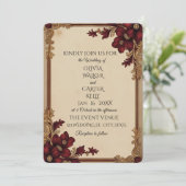 Viktorianisch Burgundy Deep Red Floral Einladung (Stehend Vorderseite)