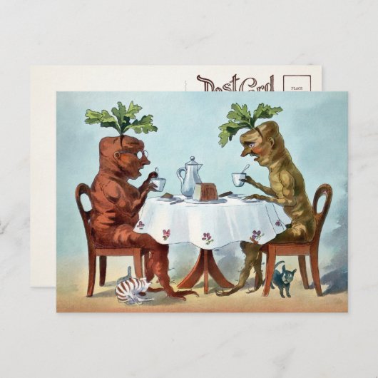 Viktorianisch Carrot Tee Time Postcard  Postkarte (Vorne/Hinten)