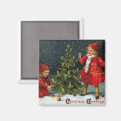 Viktorianisch Children Christmas Magnet (Vorderseite/Rückseite)