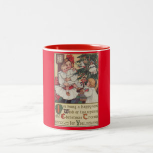 Viktorianisch Children Red Vintage Weihnachts-Tass Zweifarbige Tasse