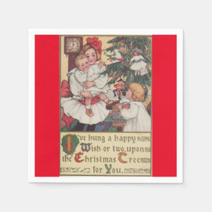 Viktorianisch Children Vintage Weihnachtsbuch Napk Serviette