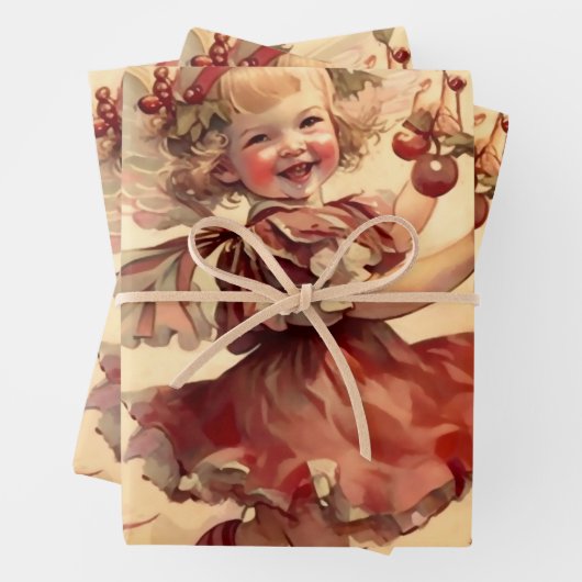 Viktorianisch "Cranberry Fairy" Geschenkpapier Set (Beispiel)