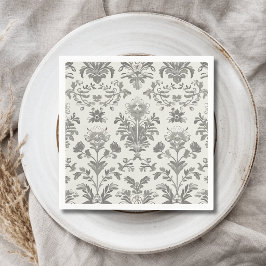 Viktorianisch Damask Blumenweiße Vintage Hochzeit Serviette