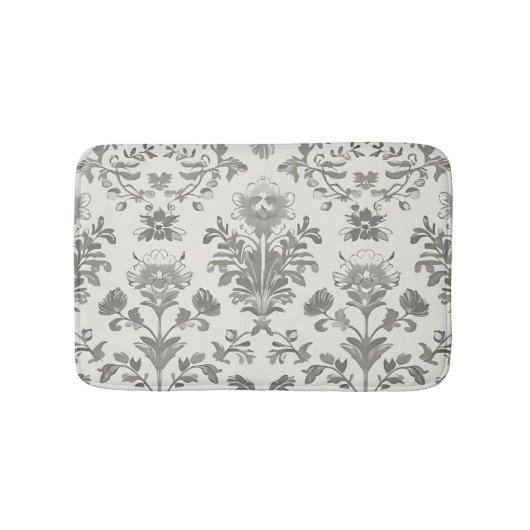 Viktorianisch Damask Floral White Vintag Badematte (Vorderseite)