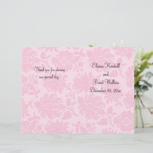 Viktorianisch Damask Hochzeitsprogramm (Stehend Vorderseite)
