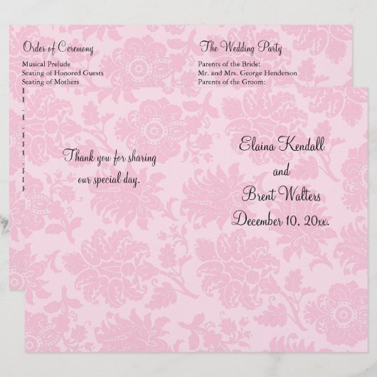 Viktorianisch Damask Hochzeitsprogramm (Vorne/Hinten)