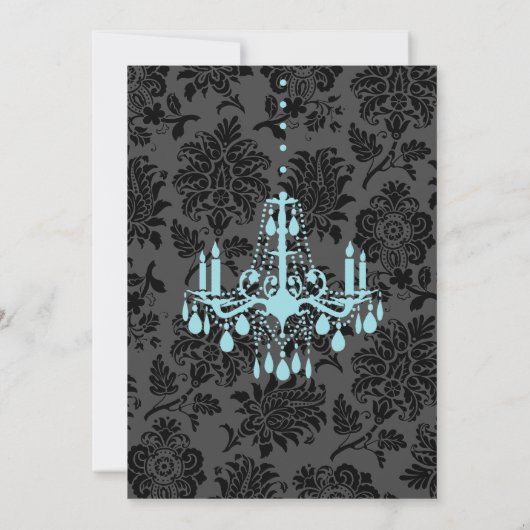 Viktorianisch Damask Wedding Einladung (Türkis) (Rückseite)