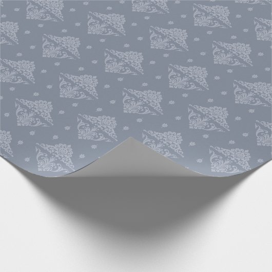 Viktorianisch Damask zwei Töne blau Viktorianisch Geschenkpapier (Ecke)