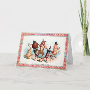 Viktorianisch Dancing Food Weihnachtskarte Feiertagskarte