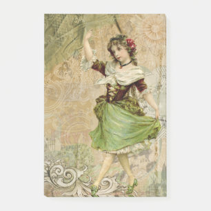 Viktorianisch Dancing Girl Green St. Patrick's Day Post-it Klebezettel
