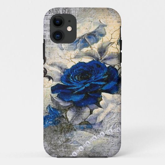 Viktorianisch Dark Blue Rose Ephemera Case-Mate iPhone Hülle (Rückseite)
