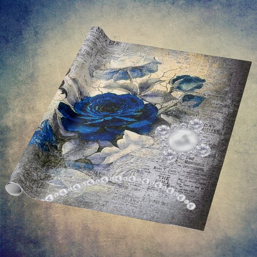 Viktorianisch Dark Blue Rose Ephemera Geschenkpapier