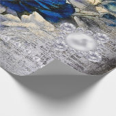 Viktorianisch Dark Blue Rose Ephemera Geschenkpapier (Ecke)