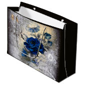 Viktorianisch Dark Blue Rose Ephemera Große Geschenktüte (Vorderseite Schrägansicht)