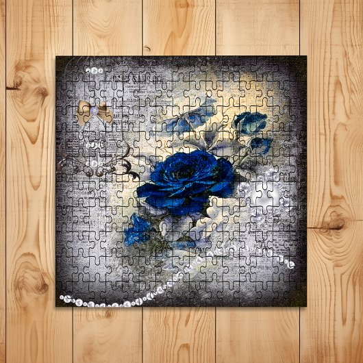 Viktorianisch Dark Blue Rose Ephemera Puzzle