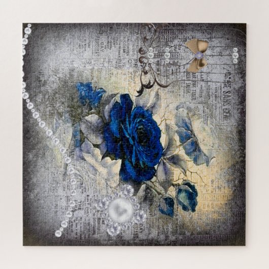 Viktorianisch Dark Blue Rose Ephemera Puzzle (Horizontal)