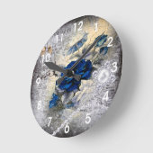 Viktorianisch Dark Blue Rose Ephemera Runde Wanduhr (Winkel)