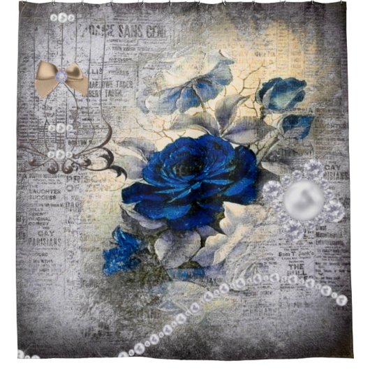 Viktorianisch Dark Blue Rose Ephemeral Duschvorhang (Vorderseite)