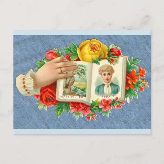 Viktorianisch die: Mögen Sie glücklich sein Postkarte (Vorderseite)
