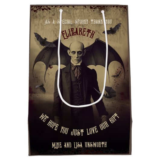 Viktorianisch Dracula Gothic Halloween Mittlere Geschenktüte (Rückseite)