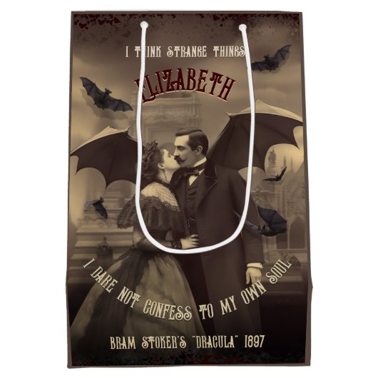 Viktorianisch Dracula Passionate Embrace Gothic Ho Mittlere Geschenktüte (Rückseite)