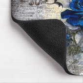 Viktorianisch Dunkelblaue Rose Ephemera Monogram Mousepad (Ecke)