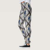 Viktorianisch Dunkelblaue Rose Ephemera Muster Leggings (Links)