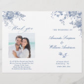 Viktorianisch Dusty Blue Floral Wedding Foto Progr (Vorderseite)