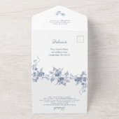 Viktorianisch Dusty Blue Französischer Garten Blum All In One Einladung (Außenbereich)