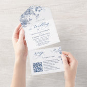 Viktorianisch Dusty Blue Französischer Garten Blum All In One Einladung (Abreißen)