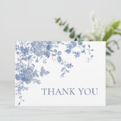Viktorianisch Dusty Blue Französischer Garten Blum Dankeskarte (Stehend Vorderseite)