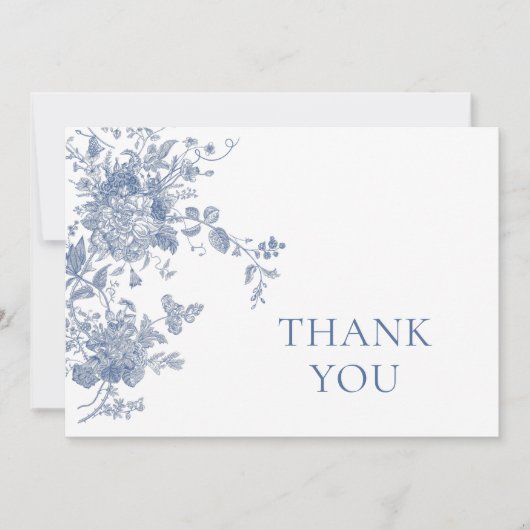 Viktorianisch Dusty Blue Französischer Garten Blum Dankeskarte (Vorderseite)
