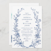 Viktorianisch Dusty Blue Französischer Garten Blum Einladung (Vorne/Hinten)